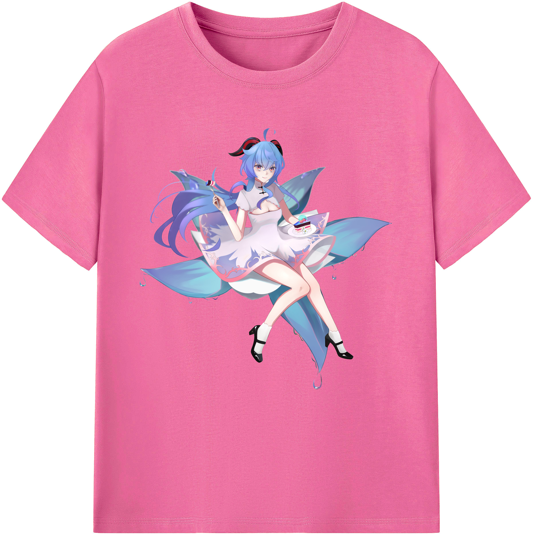 げんし神 甘雨 かんう genshin Ganyu レディースカジュアルプリントTシャツ（綿100％）